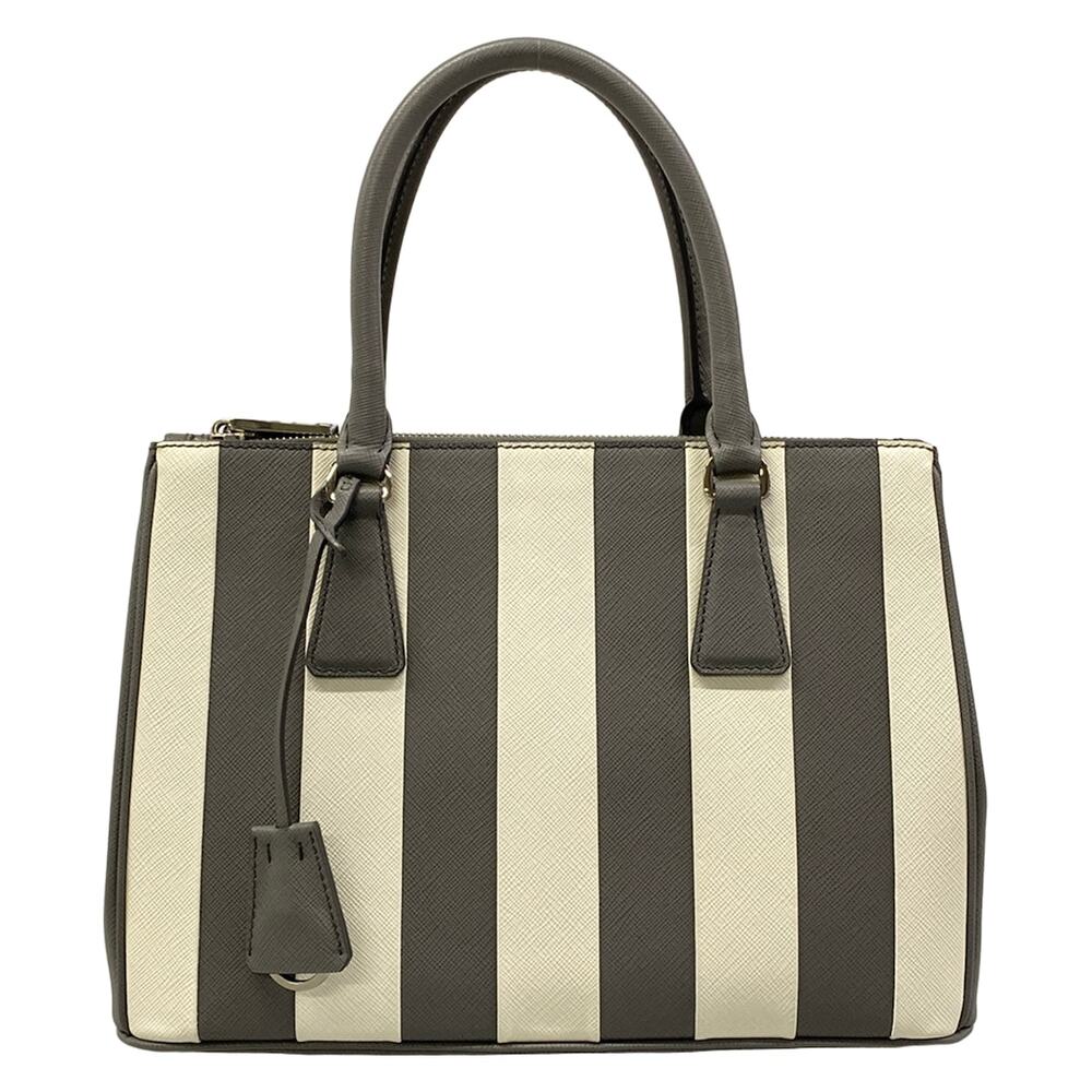 Prada Galleria Medium Bag Handbag 1BA863 Gray White